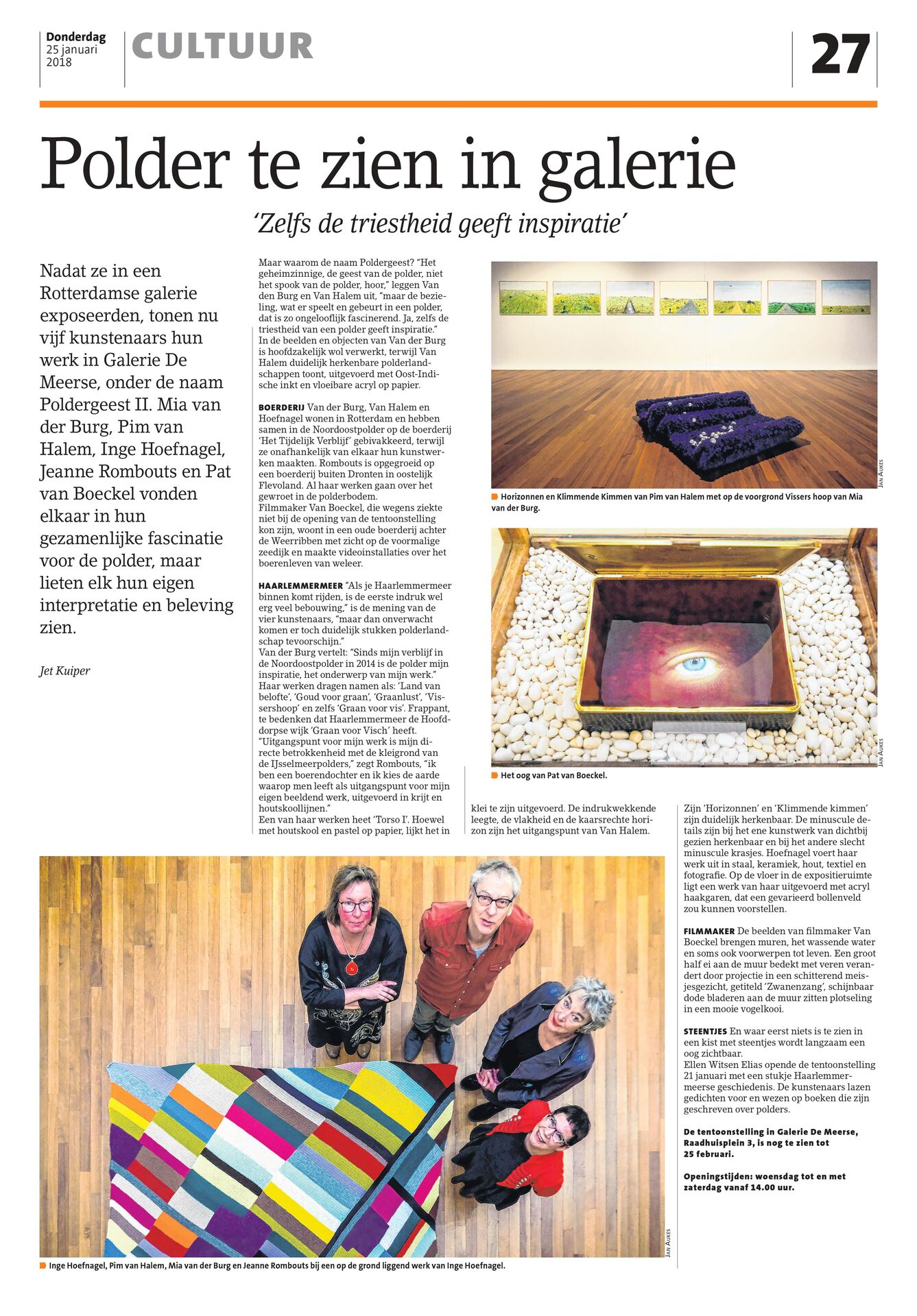 Mia van der Burg, Pim van Halem, Inge Hoefnagel, Jeanne Rombouts en Pat van Boeckel Poldergeest II in HC Nieuws